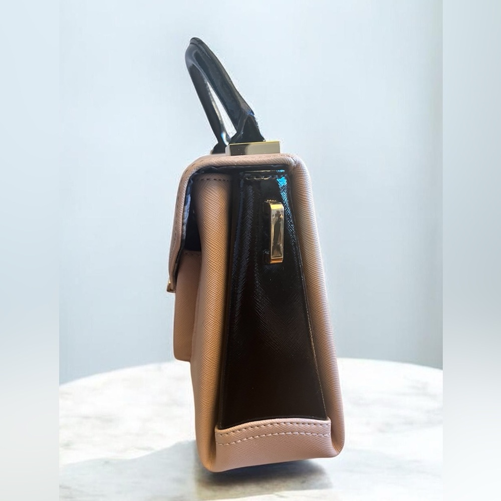 Ted Baker London Blush Pink & Black Structured Top-Handle/Crossbody Bag (EUC) - Picture 4 of 16